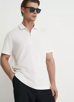 Поло из технологичной ткани с молнией, Белый