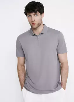Поло из технологичной ткани с молнией, Серый