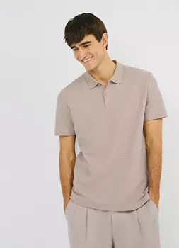 Поло из текстурированной ткани, Бежевый
