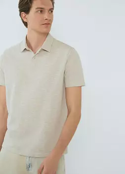 Поло из текстурированной ткани, Бежевый