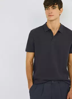 Поло из текстурированной ткани, Серый