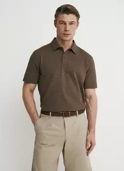 Поло из текстурированной ткани, Серый