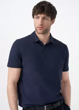 Поло из текстурированной ткани, Синий