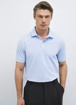 Поло из ткани пике, Голубой