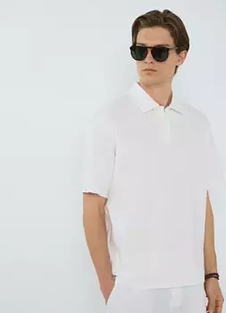 Поло из ткани сирсакер, Белый