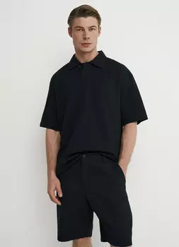 Поло из жатого хлопка, Черный