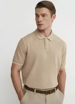 Поло с эффектом стирки, Бежевый