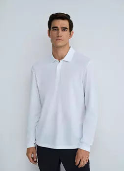 Поло с длинным рукавом, Белый