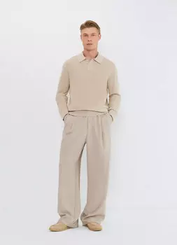 Поло с длинным рукавом, Бежевый