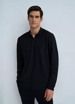 Поло с длинным рукавом, Черный