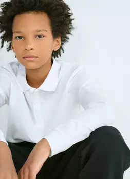 Поло с длинным рукавом для мальчиков, Белый