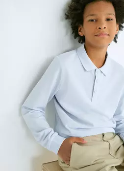Поло с длинным рукавом для мальчиков, Голубой