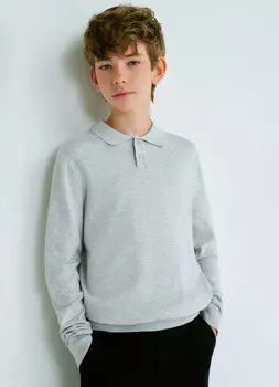 Поло с длинным рукавом для мальчиков, Серый