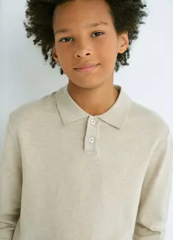 Поло с длинным рукавом для мальчиков, Бежевый