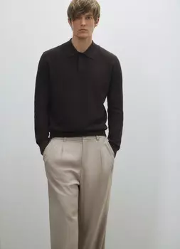 Поло с длинным рукавом, Коричневый