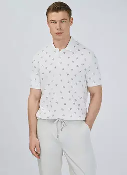 Поло с принтом, Белый