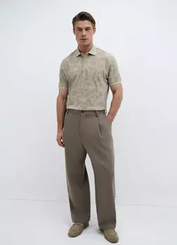 Поло с растительным принтом, Бежевый