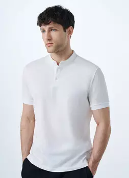 Поло с воротником-стойкой, Белый