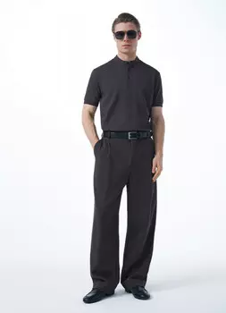 Поло с воротником-стойкой, Коричневый