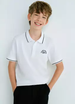 Поло с вышивкой для мальчиков, Белый
