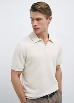 Поло текстурной вязки, Белый