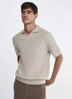 Поло текстурной вязки, Бежевый