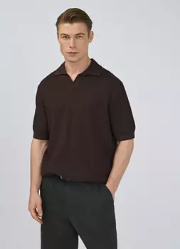 Поло текстурной вязки, Коричневый