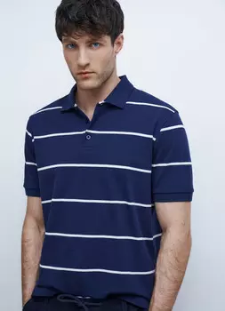 Поло в полоску, Синий