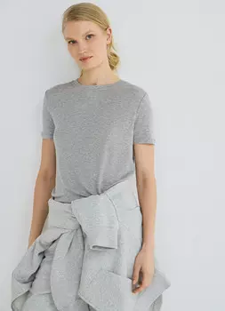 Полупрозрачная футболка в рубчик, Серый