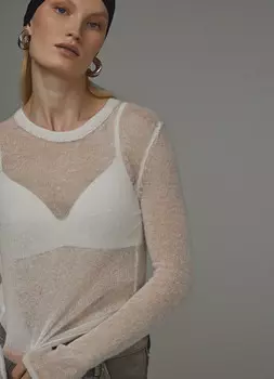 Полупрозрачный джемпер с шерстью, Белый