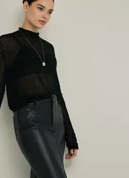 Полупрозрачный джемпер с шерстью, Черный