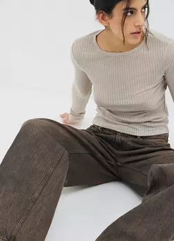 Полупрозрачный лонгслив, Бежевый