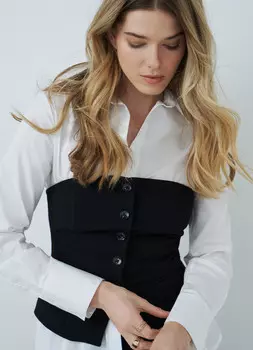 Приталенная рубашка из хлопка, Белый