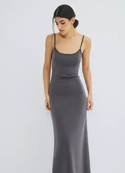 Приталенное трикотажное платье, Серый