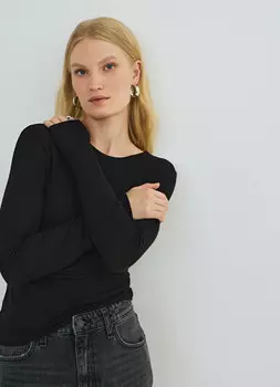 Приталенный лонгслив, Черный