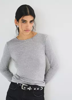 Приталенный лонгслив, Серый