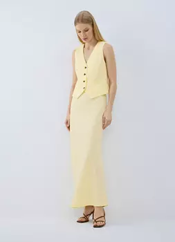 Прямая макси-юбка с эластичным поясом, Желтый
