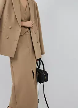 Прямая юбка макси, Бежевый