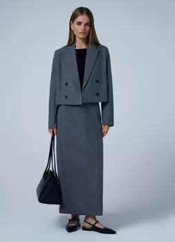 Прямая юбка макси с шерстью, Серый