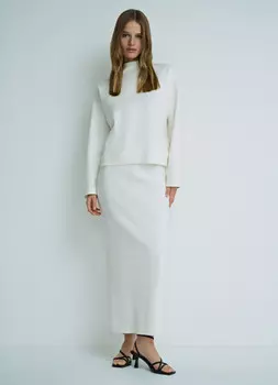 Прямая юбка миди, Белый