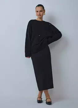 Прямая юбка миди, Черный