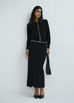 Прямая юбка миди, Черный