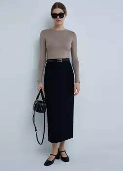 Прямая юбка миди, Черный