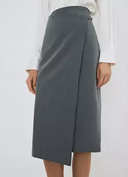 Прямая юбка миди на запах, Серый