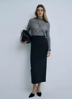 Прямая юбка миди, Серый