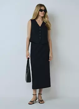 Прямая юбка миди, Синий