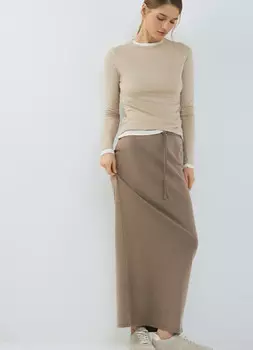 Прямая юбка с эффектом стирки, Бежевый