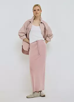 Прямая юбка с эффектом стирки, Розовый
