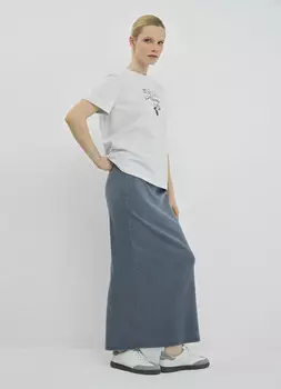 Прямая юбка с эффектом стирки, Серый