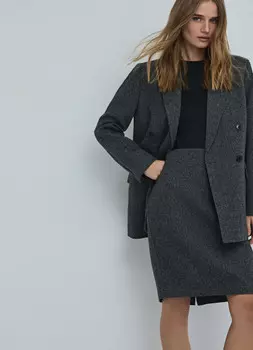 Прямая юбка с добавлением шерсти, Серый